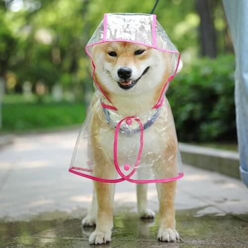 New dog poncho transparent waterproof pet raincoat Pu dog raincoat dog clothes for small dogs Including rain shoes