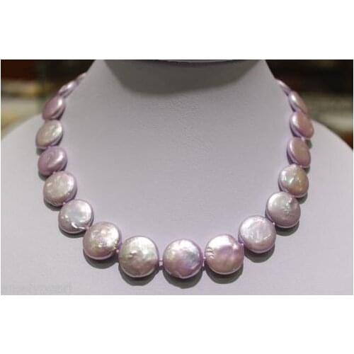 Wholesale Handwork Pearl Jewellery,Coin Shaper Freshwater Pearl Necklace Coupled Color 14-15mm 17inches