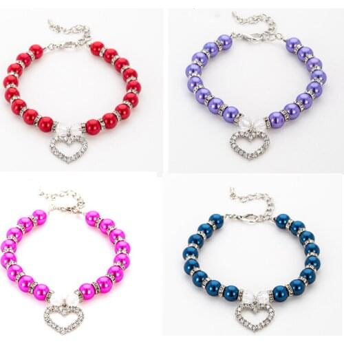 1Pcs Imitation Pearl Rhinestone Pet Collar Pendants Cute Dog Necklace Accessories Jewelry Neck Chain for Dog Cats