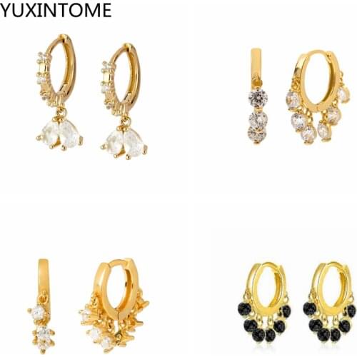 Fashion CZ Small Hoop Earrings Elegant Crystal Geometry 925 Sterling Silver Ear Buckle Huggie Earrings For Women Wedding Jewelry