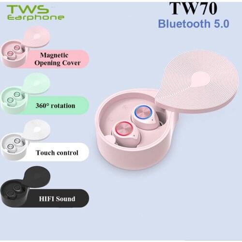 TWSearphone TW70 True Wireless Bluetooth Earphones 5.0 Stereo Headphone PK I7 I9 I12 Handfree Earbuds With Microphone Earsets