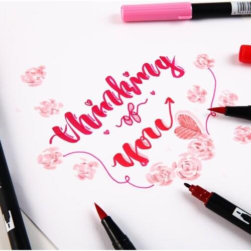 Japanese Tombow Brush Markers Dual Watercolor Art Pens Lettering Calligraphy Pen Brush Stationery Manga Scrapbooking Supplies