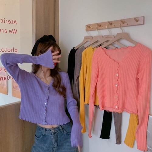 Women V-Neck Knitted Casual Ruched Short Sweaters Cardigans Lady Knitting Soft Thin Summer Cardigan Outwear for Female