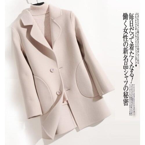 100% Wool Coat Women Spring Autumn Wool Jacket Korean Fashion Coats and Jackets Women Abrigos Mujer Elegante 1656 KJ6061