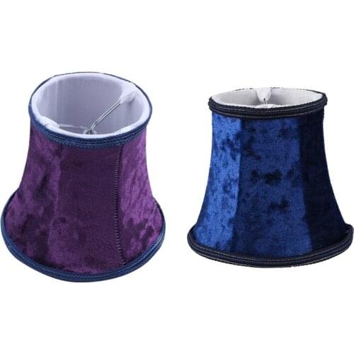 2Pcs Fabric Clip on Lamp Shade, E14 Handmade Lampshade for Modern European Wall Sconce Lamp,Dark Purple & Dark Blue