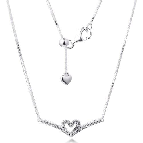 2021 Valentine Necklace Collares 925 Sterling Silver Jewelry Silver Wishbone Heart Women Bijoux Femme Choker Collier Necklaces