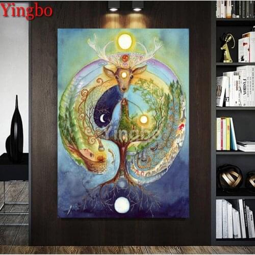 5D DIY Diamond embroidery Fantasy Woman Abstract Tree Scenery Mosaic Kit Picture Rhinestone Diamond Painting Full Square Round