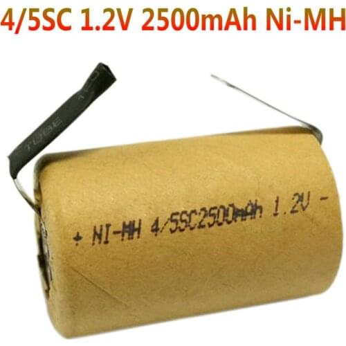 4/5SC 1.2V 2500mAh Ni-MH Rechargeable SC Battery Cell for DIY Power Tools Battery Electronic Toys NIMH Battery with welding tabs