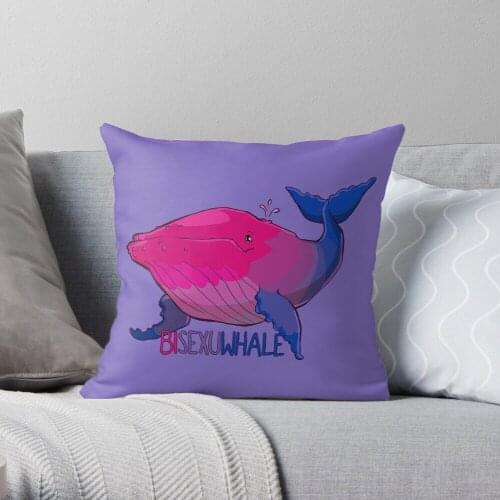 Bisexuwhale - with text Throw Pillow Cushion Cover Polyester throw pillows case on sofa home living room car seat decor 45x45cm