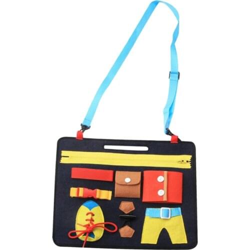 Kids Montessori Learn to Dress Board Lace Button Buckle Skills Educational