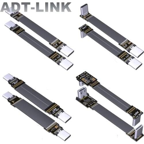 Gen2 x1 USB3.1 Type C To Type C Flat Extension Cable 10Gbps Up/Down Angled Port USB C Male/Female FPC FPV USB Super Thin Adapter