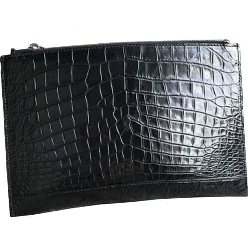 Hongsen new arrival crocodile belly handbags male crocodil leather large capacity thin Mens bags men clutch bag
