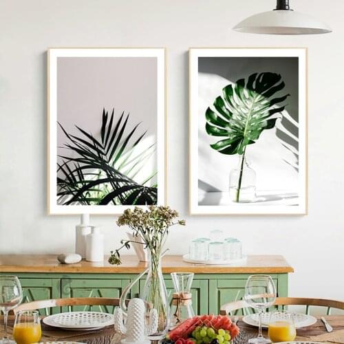 Nordic Minimalist Green leafs Canvas Painting Posters and Print Wall Art plants Picture For Living Room Bedroom Aisle home decor