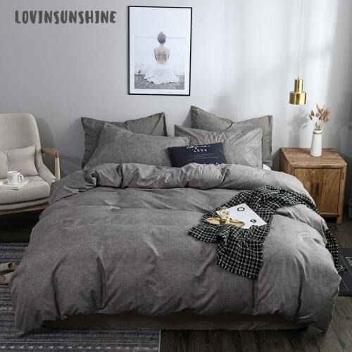 LOVINSUNSHINE Queen Size Comforter Sets Bedding Set Queen Size Solid Color Gray Duvet Cover AB#178