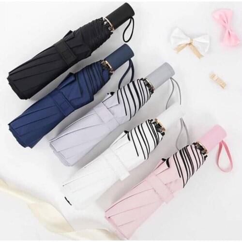 Literary 3 Folding Sun Umbrella Female Sunscreen UV Small Umbrella Korea Sunny and Rainy Fold Parasol Woman Umbrella