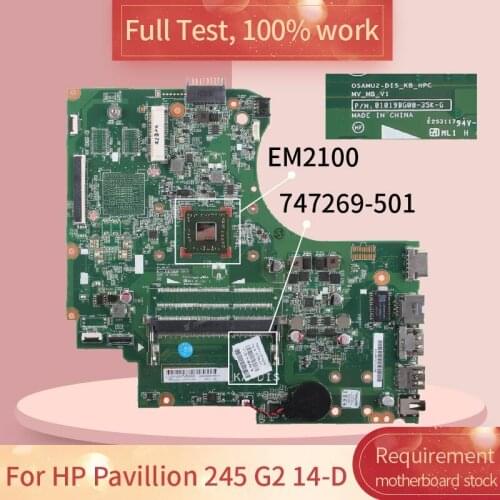 For HP Pavillion 245 G2 14-D 010195L00 747269-501 EM2100 DDR3 Notebook motherboard Mainboard full test 100% work