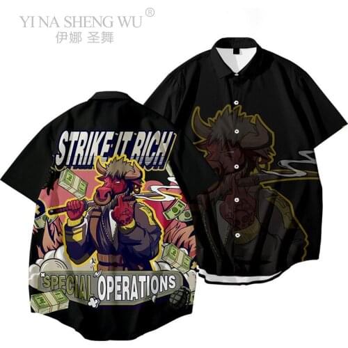 Fashion Japanese Anime Style Print Kimono Cardigan Yukata Kimono Streetwear Men Loose Asian Clothing Floral Short Sleeve Shirt