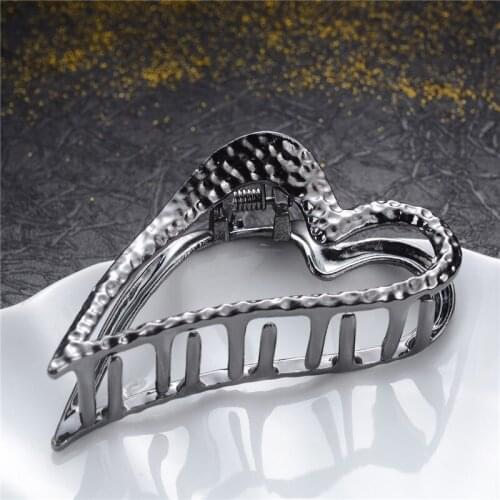 Fashion Woman Black Hair Accessories Heart-shaped Hair Clip Pin Metal Geometric Alloy Hairband Hairgrip Barrette Girls Holder