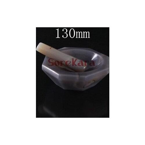 130mm Agate Mortar and Pestle Mixing Grinding Bowl Set Lab Kit Tools Agate Stone Mortar