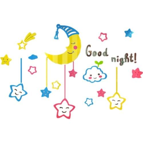 New arrival Cartoon Starry moon Wall stickers For kids rooms Childrens room DIY wall sticker Bedroom 3D acrylic Art wall decor