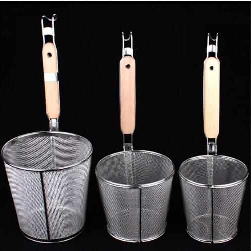 Newest net stainless steel colander noodle Dumplings mesh basket fryer French fries dryer vegetable Frying Basket Sink Strainer