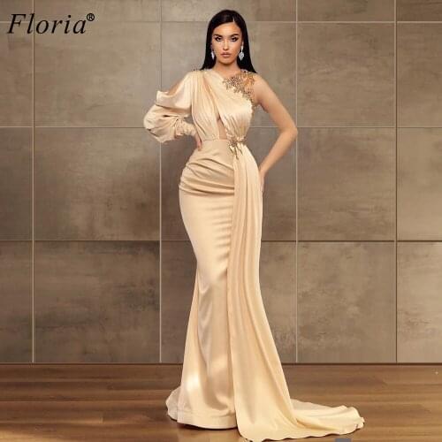 2020 Newest Evening Dresses Long Mermaid Dubai Evening Gowns One Shoulder Prom Dresses Vestidos De Fiesta Wedding Party Dress