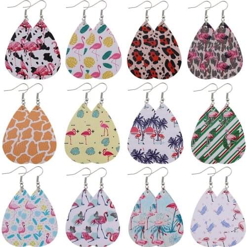 New Fashion Ladies PU Leather Earrings Bohemian Earrings Red Bird Oval Teardrop Drop Earrings Party Jewelry Gifts Dropshipping