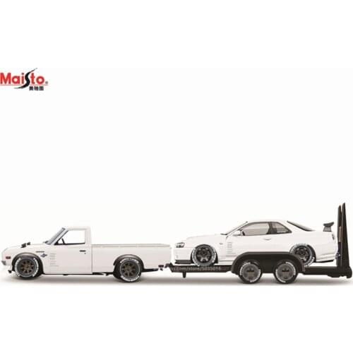 Maisto 1:24 1973 Datsun 620 Pick-Up Nissan Skyline R34 GT-R Combination car model gift collection toy