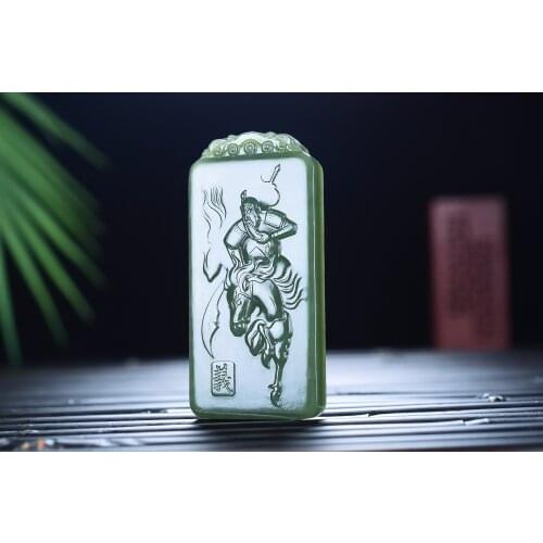 100% Natural hetian black green jade pendant guangong jade pendants necklaces brand men women jade jewelry necklace women