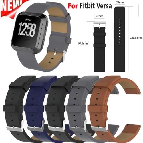 Genuine Leather Wrist Band for Fitbit Versa Smart accessories Classic Stainless Steel Buckle Watch Strap for fitbit blaze man