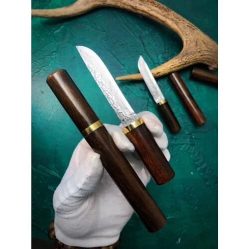 Damascus Steel Japan rosewood wood Samurai straight sword, Ebony D2 steel Samurai tactical Sword, hunting knife, straight sword