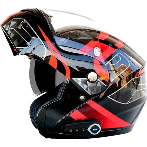 Bluetooth Motorcycle Visor Helmets Open-face Prevent fog Dual-lens Black Flower Removable Washable Helmet