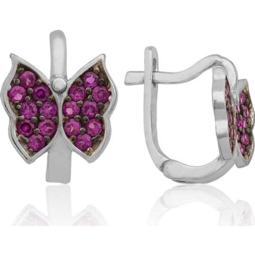 Silver Pink Butterfly Earrings for Kids , Quality products , Flashy Designs , Hundreds of kinds of earrings