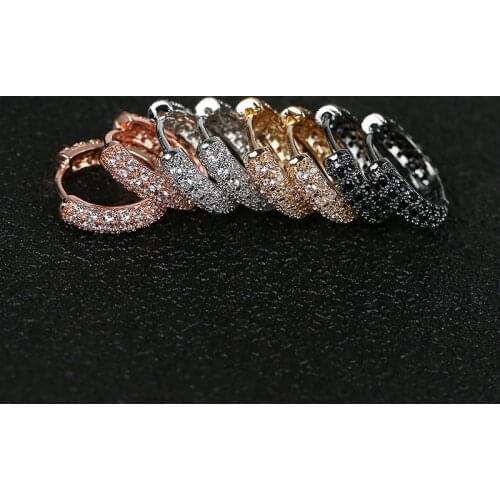 Luxury Shiny Hoop Earrings For Women Three Layer Micro Zircon Stone Paved Small Copper Huggies Charm Piercing Ear Hoops Jewelry