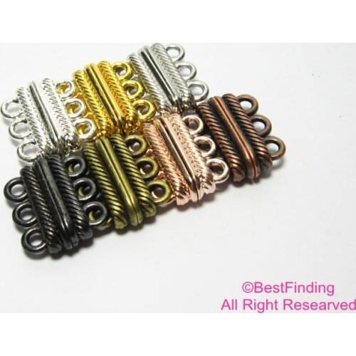 Magnetic clasp 3 strands Ribbed bracelet connector Loop clasp