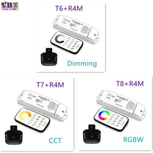 T6+R4M T7+R4M T8+R4M LED Multi-Zone Dimmer CCT Controller RGBW Controller Max 5x4A RF wireless remote for LED Strip Light