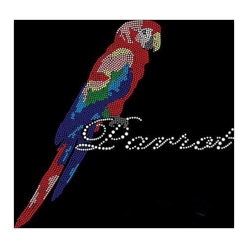 Parrot iron on transfer iron on rhinestone transfer designs hot fix rhinestone motif designs applique patches for shirt