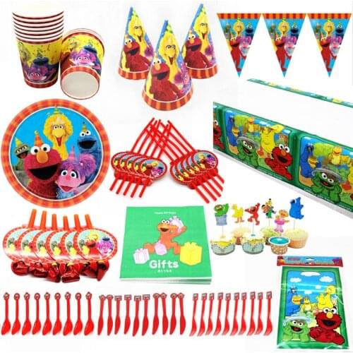 Sesame Street Birthday Decor Supplies Plate Cup Baby Shower Sesame Street Party Tableware Set Sesame Street Balloons Cake Topper