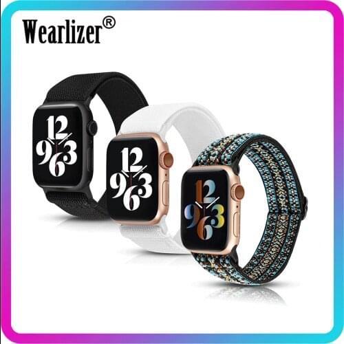 Wearlizer 3Pcs/Set Nylon Elastic Scrunchie Watch Strap for Apple Watch Band 38mm 40mm Adjustable Solo Loop Watch Band for iwatch