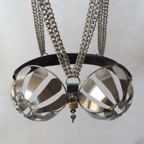 Fetish Steel Bondage Restraint Bdsm Adult Nipple Clamps Chastity Female Belt Hot Sell New Style Breast Bra Female Chastity Belt