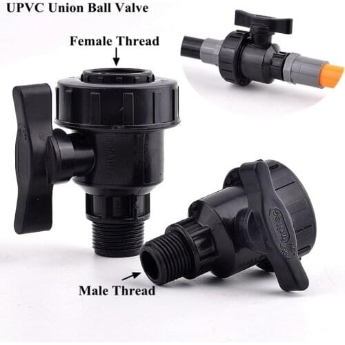 1/2“~2” Thread UPVC Union Ball Valve Garden Watering Irrigation Water Pipe Connector Fittings Aquarium Tube Joint Control Valve