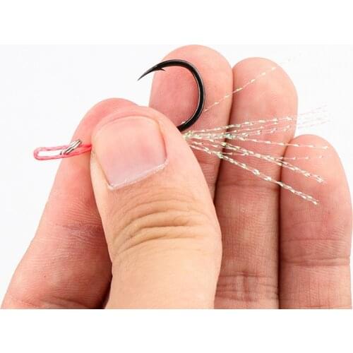 10pcs/lot Metal Jig Tail Saltwater Fishing Lure Assist Hook Short PE Line Feather Jigging Spoon Barb Hook