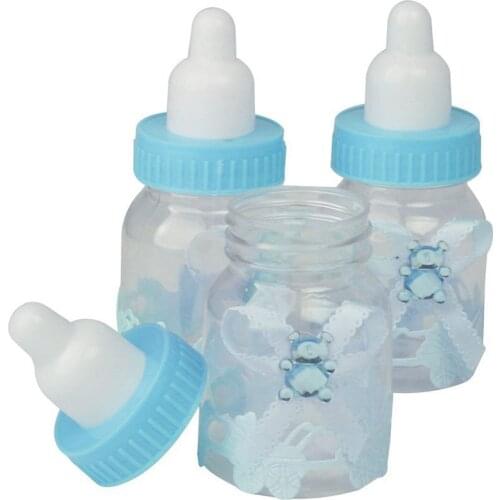 12pcs Baby Shower Candy Box Bottle Pink Girl Blue Boy Birthday Party Favours Christmas Gift Wedding Party Decoration Babyshow