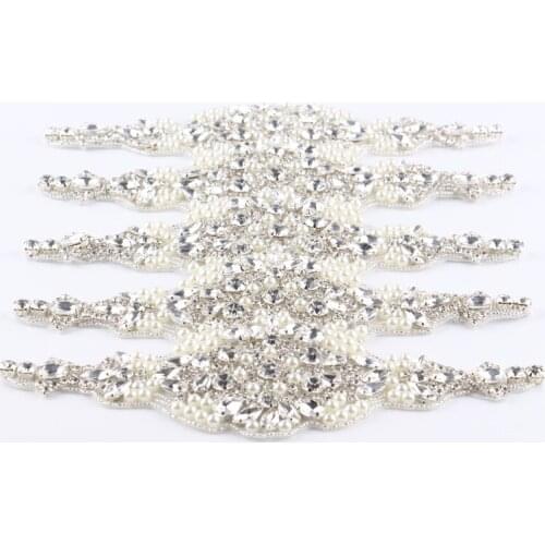 3pcs/lot)Chic Crystal Pearl Flower Rhinestone Appliques Patch Hot-Fix Beaded Wedding Applique Motif Rhinestone Patch Trim