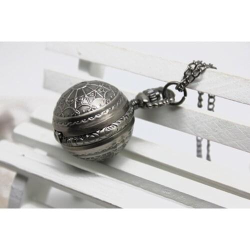 3081B) 12pcs/lot Vintage Antique GUN BLACK Spider Web Sphere Ball Quart Watch, free shipping, Wholesale