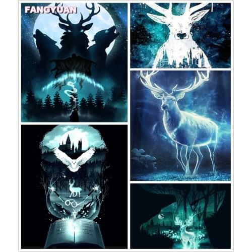 5D Diy Diamond Painting Fantasy Deer Cartoon Full Square Round Diamond Mosaic Animal Sale Embroidery Cross Stitch Home Decor Gif