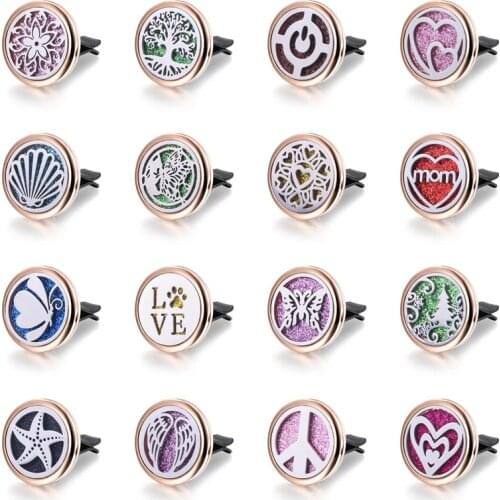 Tree of Life Aromatherapy Car Diffuser Stainless Steel Car Air Freshener Perfume Essential Oil Diffuser Locket with Shiny Pad
