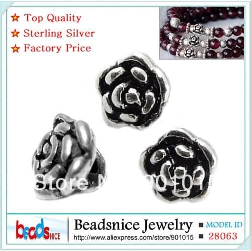 Beadsnice ID28063 new arrival top quality silver spacer beads of unique silver jewellery diy hot sale rose beads wholesale