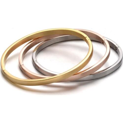 304 Stainless Steel Bangles bracelets for women Men Jewelry Accessories 50x59mm; 4mm F80