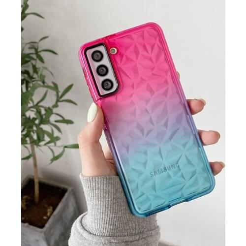 LOVECOM Diamond Pattern Phone Case For Samsung S21 S20 S10 S9 S8 Plus A52 A72 A51 A71 A50 Note 20 Soft TPU Gradient Clear Cover